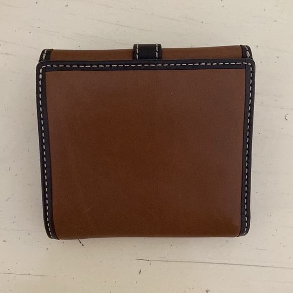 Y2K Coach Small Trifold Wallet Brown Signature Leather With Buckle Detail - Picture 3 of 4